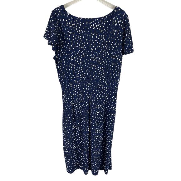 Ralph Lauren Geometric Dot Faux Wrap Ruched Flutter Sleeve Sheath Dress Size 14 - Picture 7 of 11